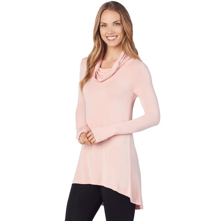 Women's Cuddl Duds Softwear Cowlneck Tunic Top, Size: Medium, Lt Orange
