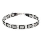 Black & Clear Bead Cord Choker Necklace, Women's, White Oth