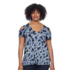 Plus Size Rock & Republic&reg; Tie-dye Cold Shoulder Tee, Women's, Size: 3xl, Dark Blue