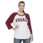 Juniors' Plus Size Starlet Baseball Graphic Tee, Girl's, Size: 1xl, White