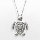 Sterling Silver 1/4-ct. T.w. Diamond Turtle Pendant, Women's, Size: 18, White
