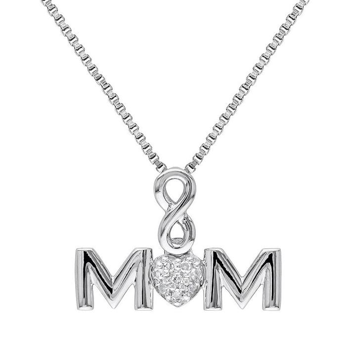 Diamond Accent Sterling Silver Mom Infinity Pendant Necklace, Women's, Size: 18, White