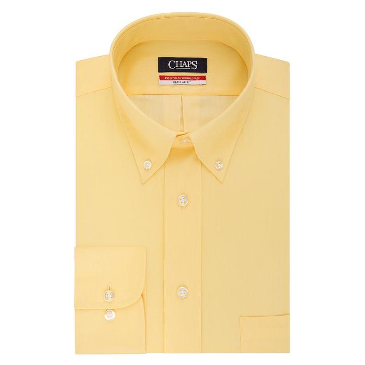 Men's Chaps Regular-fit Wrinkle-free Herringbone Dress Shirt, Size: L-32/33, Yellow