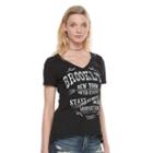 Women's Rock & Republic&reg; Brooklyn Graphic Tee, Size: Xl, Black