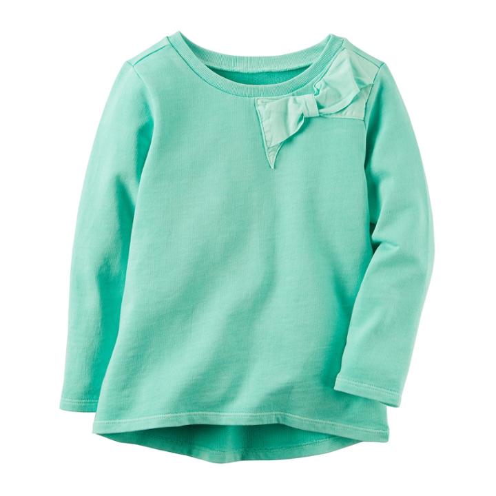 Girl's 4-8 Carter's Bow Sweatshirt, Size: 6, Turquoise/blue (turq/aqua)