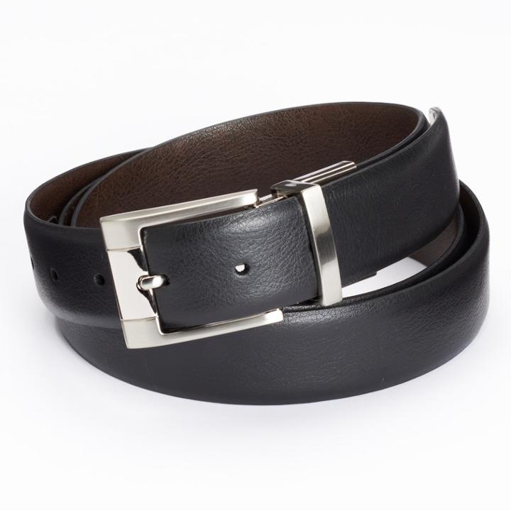 Big & Tall Apt. 9&reg; Reversible Milled Grain Feather-edge Belt, Men's, Size: 52, Grey (charcoal)