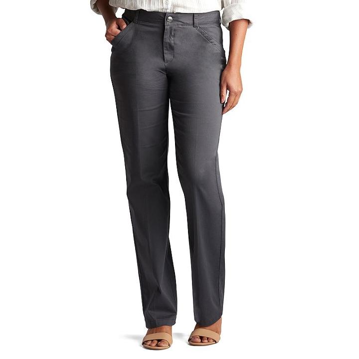 Petite Lee Freedom Straight-leg Pants, Women's, Size: 12 Petite, Grey (charcoal)