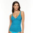 Women's Apt. 9&reg; Striped Twist-front Tankini Top, Size: Xxl, Med Blue