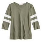 Girls' 7-16 & Plus Size Pink Republic Striped-sleeve Varsity Tee, Size: Large, Green