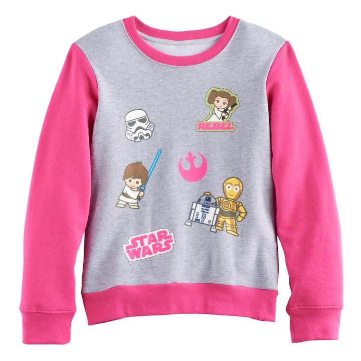 Girls 7-16 Star Wars Graphic Colorblock Pullover Sweatshirt, Size: Xl, Dark Grey