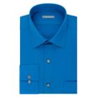 Van Heusen, Men's Fitted Athletic Solid Lux Sateen No Iron Spread Collar Dress Shirt, Size: 18 36/37, Blue Other