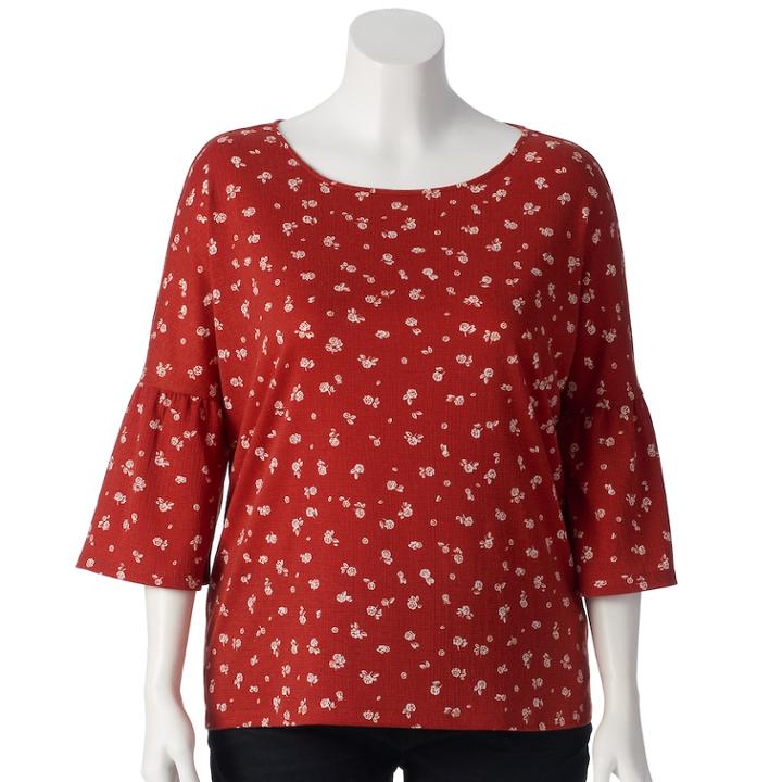 Plus Size Lc Lauren Conrad Bell Sleeve Top, Women's, Size: 2xl, Med Red