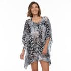 Beach Scene, Women's Abstract Poncho Cover-up, Multicolor