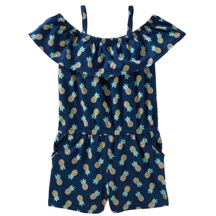 Toddler Girl Oshkosh B'gosh&reg; Print Off-the-shoulder Romper, Size: 5t, Pineapple Navy