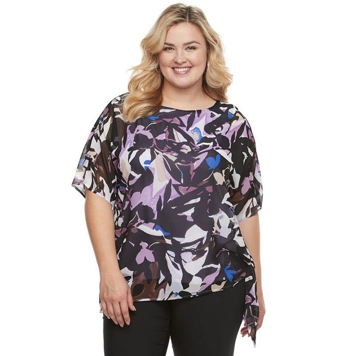 Plus Size Dana Buchman Chiffon Popover Top, Women's, Size: 3xl, Lt Purple