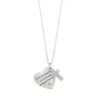 Sterling Silver 1/10 Ct. T.w. Diamond Cross & Inspirational Heart Pendant Necklace, Women's, Size: 18, White