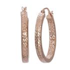 14k Rose Gold Textured Hoop Earrings, Women's, Pink