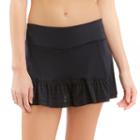 Women's Marika Perforated Knit Ruffle Skort, Size: Medium, Black