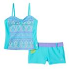 Girls 7-16 Free Country Bandeaux Tankini & Shorts Swimsuit Set, Girl's, Size: 7, Light Blue