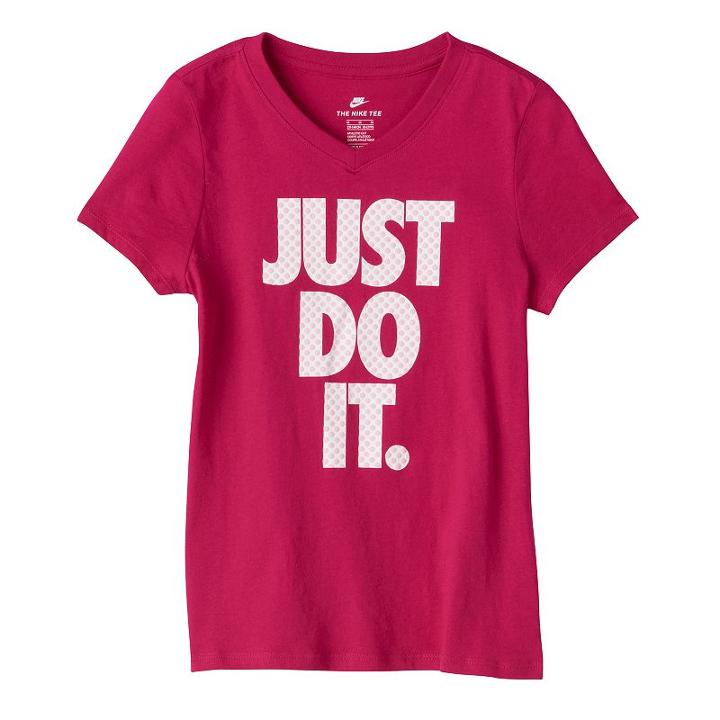Girls 7-16 Nike Raised Polka-dot Just Do It Tee, Girl's, Size: Medium, Med Red