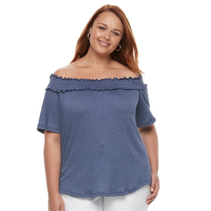 Plus Size French Laundry Off Shoulder Top, Women's, Size: 3xl, Blue Other