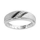 10k White Gold Diamond Accent Stripe Band - Men, Size: 9