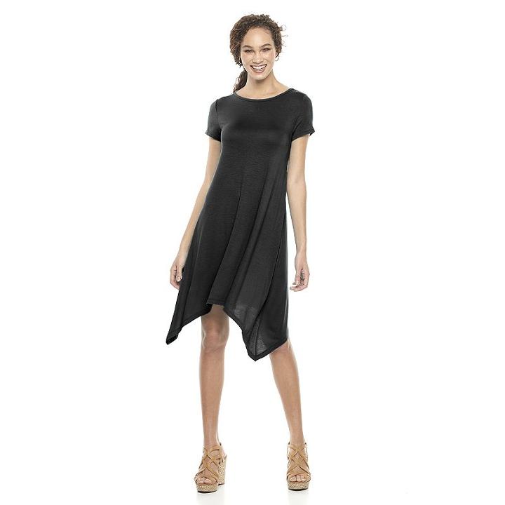 Women's Apt. 9&reg; Shark-bite T-shirt Dress, Size: Xl, Black