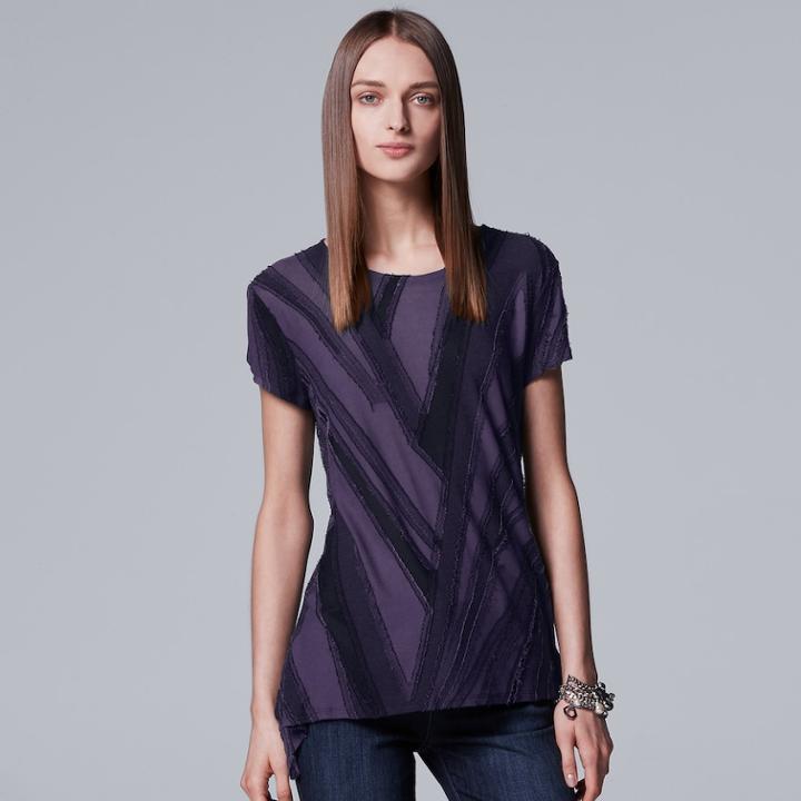 Women's Simply Vera Vera Wang Essential Textured Tee, Size: Xxl, Med Purple