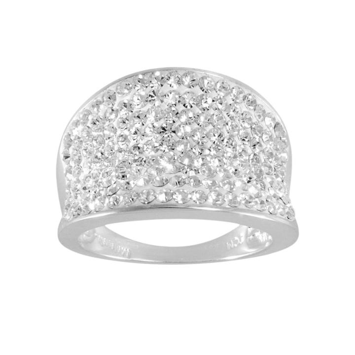 Sterling Silver-plated Crystal Ombre Concave Ring, Women's, Size: 7, Multicolor