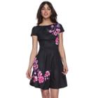 Women's Elle&trade; Print Fit & Flare Dress, Size: Xxl, Black