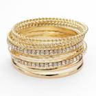 Hammered And Twist Simulated Crystal Bangle Bracelet Set, Adult Unisex, Multicolor