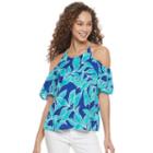 Women's Apt. 9&reg; Keyhole Cold-shoulder Tank, Size: Large, Blue
