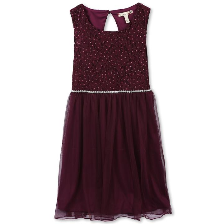 Girls 7-16 & Plus Size Speechless Glitter Lace Dress, Size: 12, Drk Purple