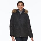 Women's D.e.t.a.i.l.s Full-zip Hooded Puffer Jacket, Size: Medium, Black