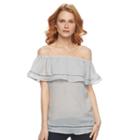 Women's Harve Benard Gauze Off-the-shoulder Top, Size: Large, Med Grey