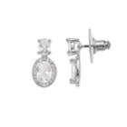 Napier Cubic Zirconia Oval Halo Nickel Free Drop Earrings, Women's, Silver