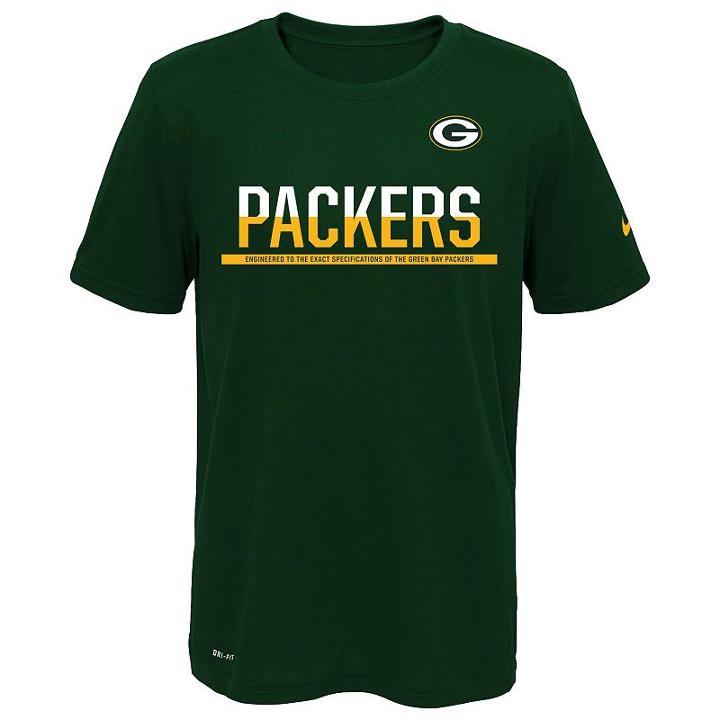 Boys 8-20 Nike Green Bay Packers Practice Dri-fit Tee, Boy's, Size: L(14/16), Dark Green