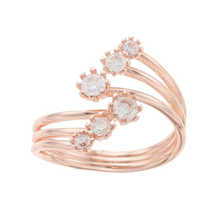 Lc Lauren Conrad Cubic Zirconia Bypass Ring, Women's, Size: 7, Light Pink