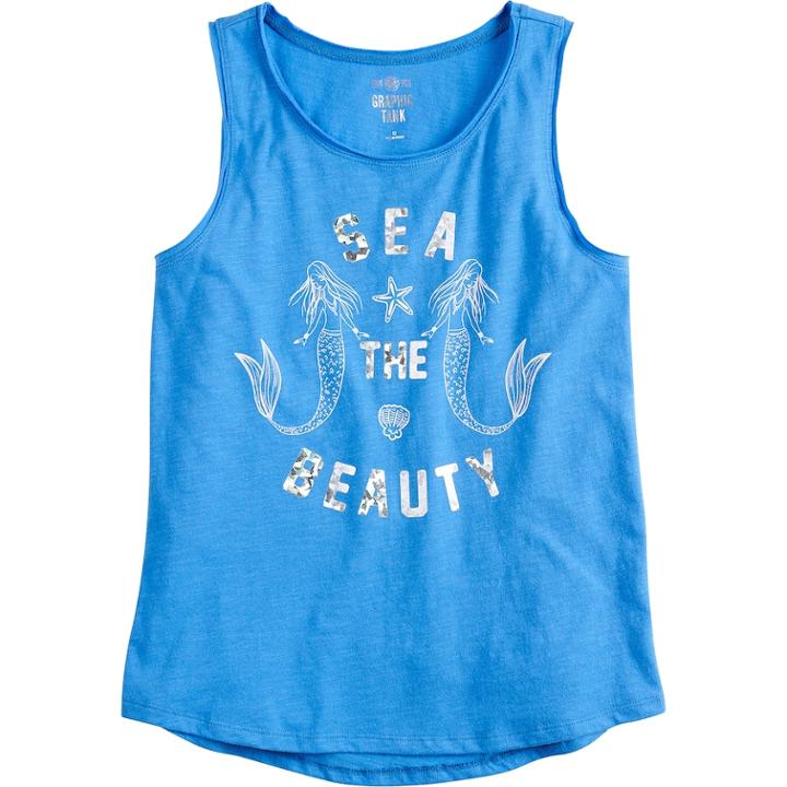 Girls 7-16 & Plus Size So&reg; Graphic Tank, Size: 16, Med Blue