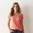 Women's Sonoma Goods For Life&trade; Slubbed V-neck Tee, Size: Medium, Med Orange