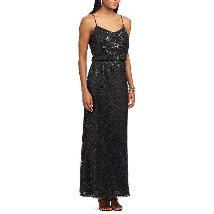 Women's Chaps Sequin Evening Gown, Size: 14, Black