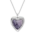Sterling Silver Ombre Crystal Heart Locket, Women's, Purple