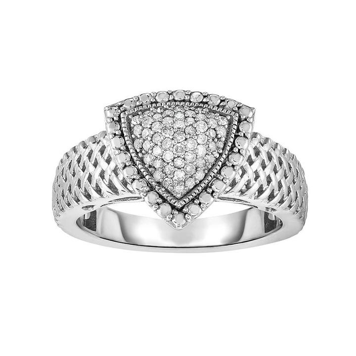Sterling Silver 1/4 Carat T.w. Diamond Triangle Ring, Women's, Size: 9, White