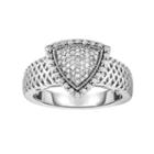 Sterling Silver 1/4 Carat T.w. Diamond Triangle Ring, Women's, Size: 9, White