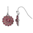Faceted Stone Round Drop Earrings, Women's, Dark Red