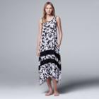 Women's Simply Vera Vera Wang Whisper Garden Tank Maxi Dress, Size: Xxl, Grey (charcoal)