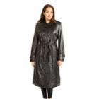 Women's Excelled Lambskin Trench Coat, Size: Xl, Black