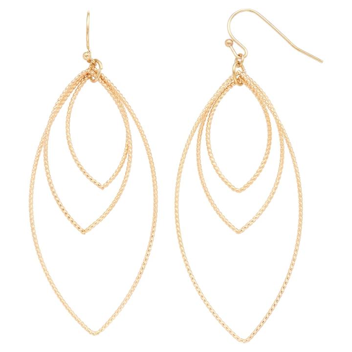Lc Lauren Conrad Textured Marquise Drop Nickel Free Earrings, Women's, Gold