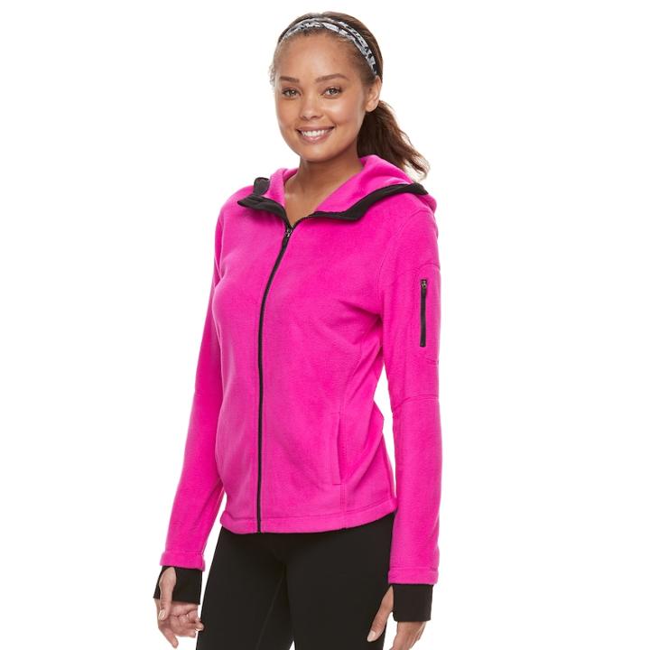 Petite Tek Gear Microfleece Full-zip Hoodie Jacket, Women's, Size: M Petite, Dark Pink