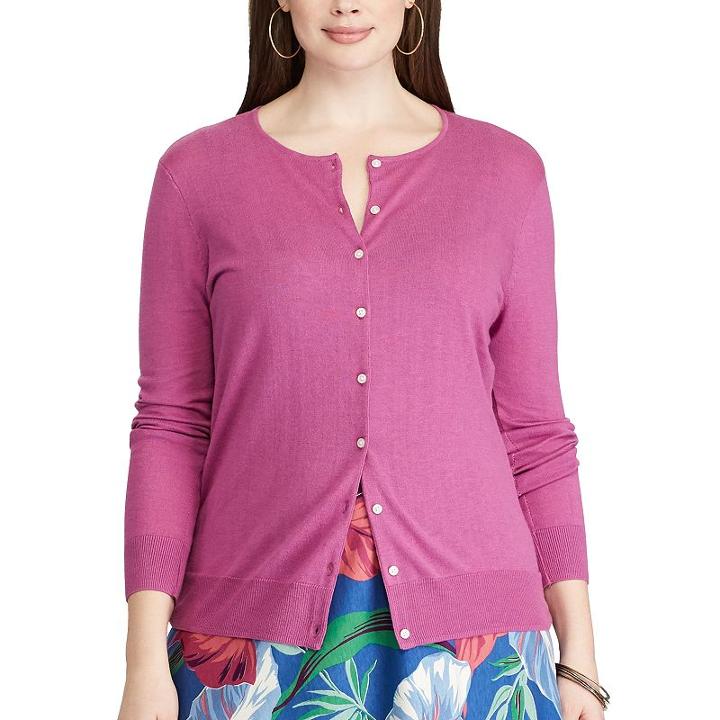 Plus Size Chaps Button-front Cardigan, Women's, Size: 1xl, Blue